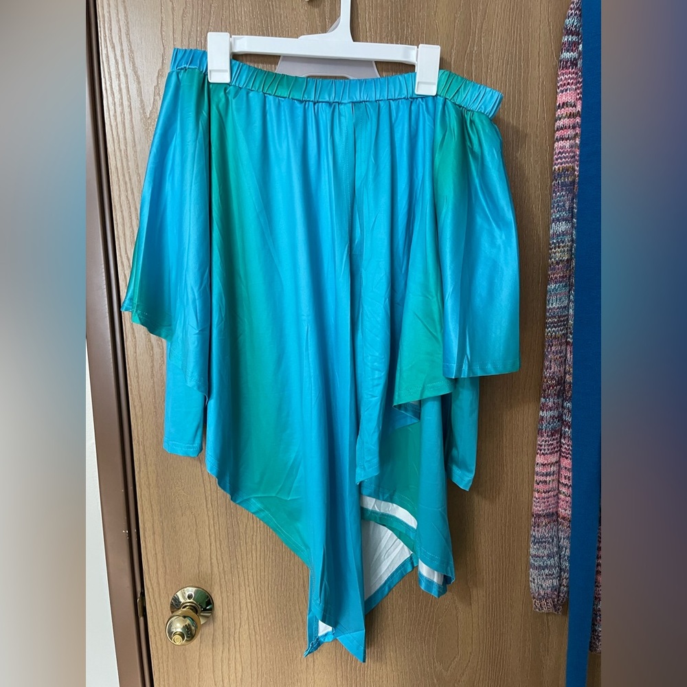 Off Shoulder Asymmetric Flowy Ombré Top